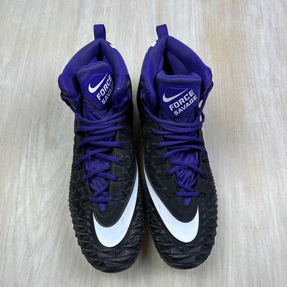 Nike Force Savage Elite 2 Black Purple White High Top Football Cleats Turf US 16 - Picture 7 of 16